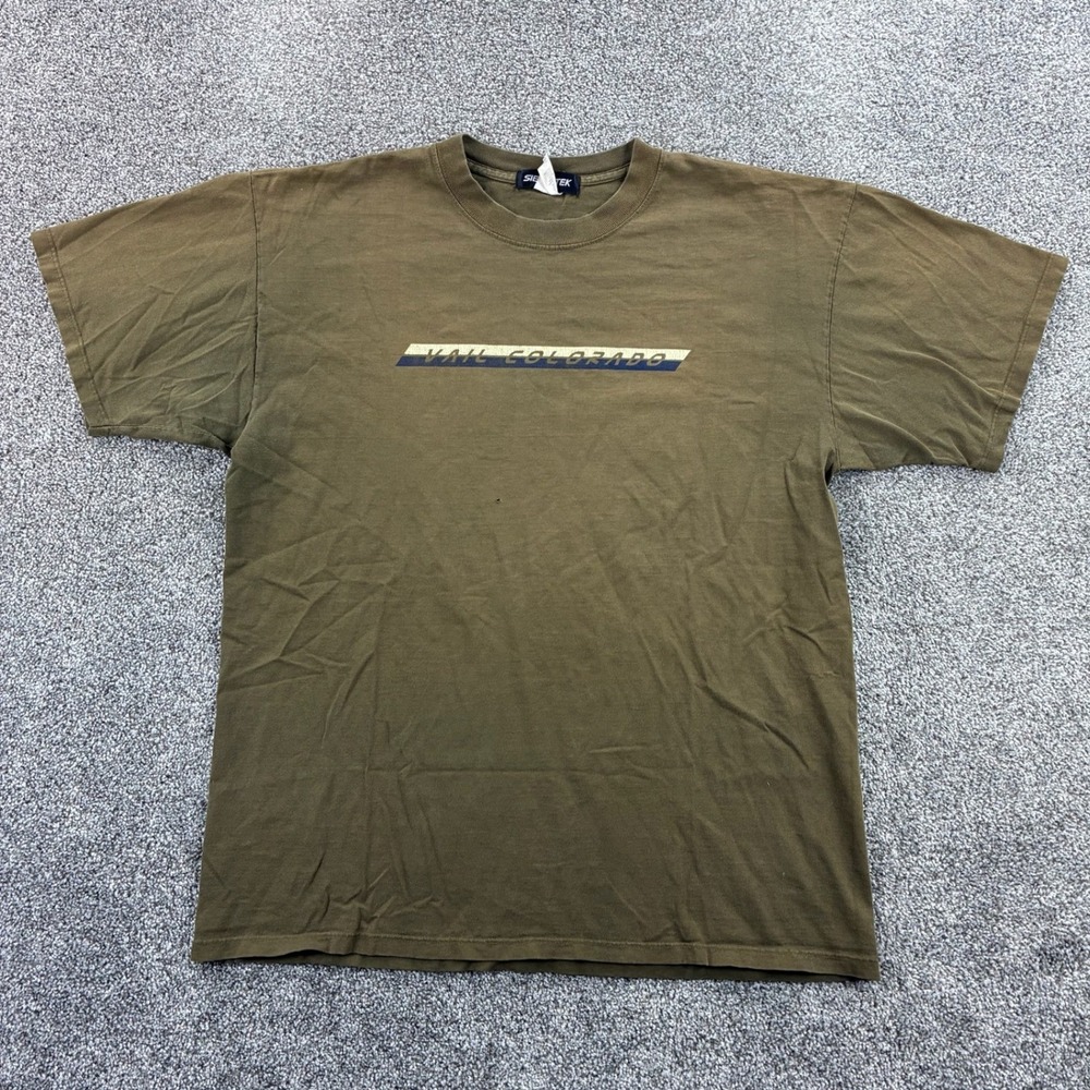 Vintage Vail‎ Colorado Shirt Men's Large Olive Green Faded Ski Snowboard GORP